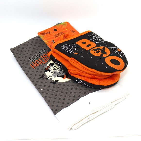 Disney Mickey Mouse Halloween Kitchen Towels Mitts New - Picture 4 of 7